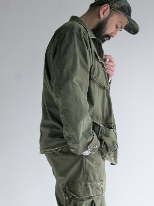 ANACHRONORM DIRT PAINT FATIGUE JACKET / Olive
