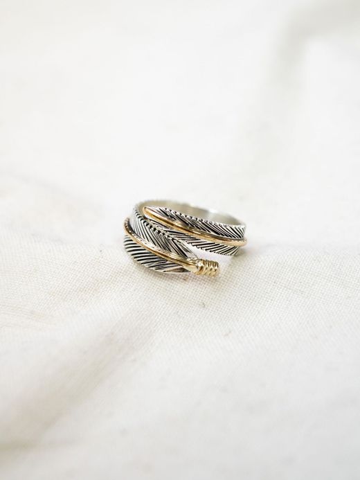 Indian Jewelry HARVEY MACE SILVER FEATHER RING / Type α