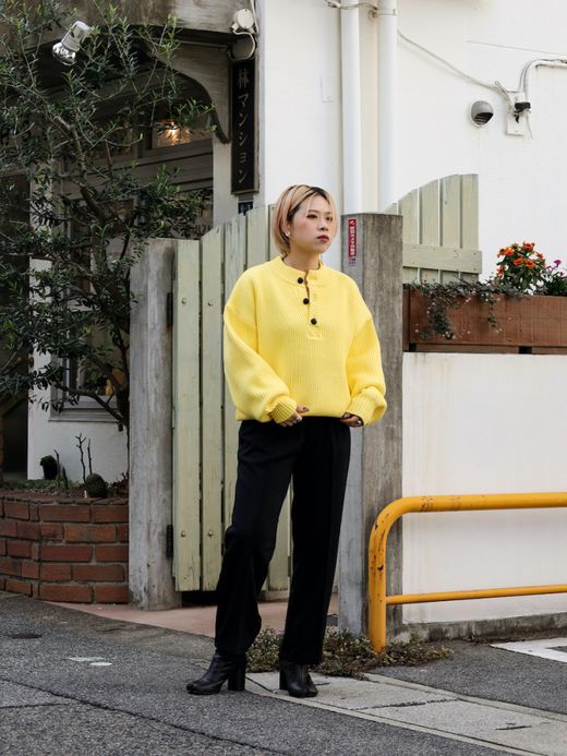AMBERGLEAM WARM HENRY SWEATER / Neon yellow