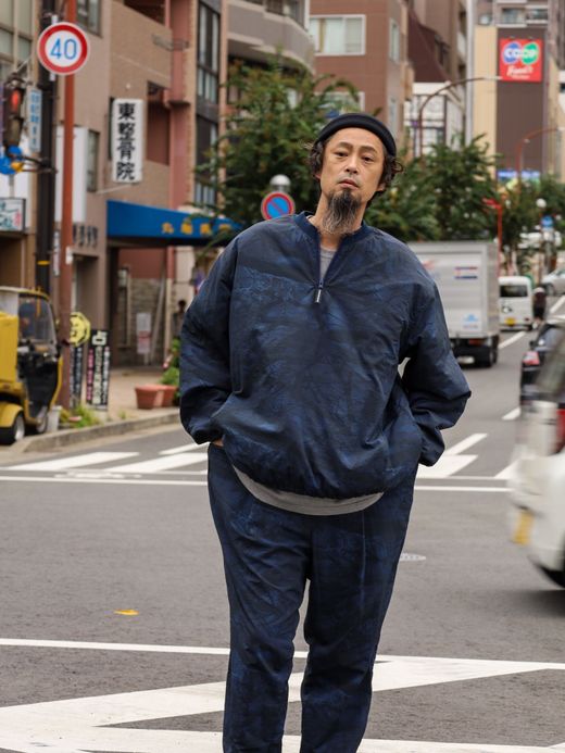 S.F.C BASEBALL HALF ZIP JACKET / Navy tree camo