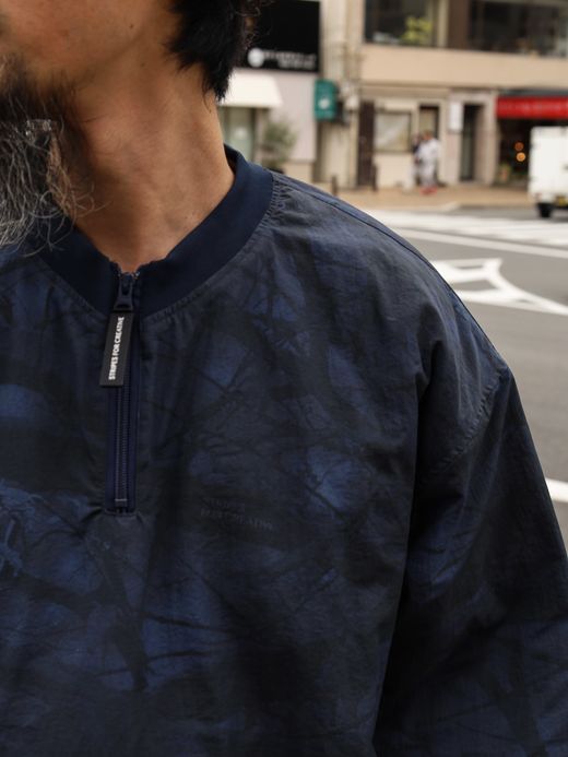 S.F.C BASEBALL HALF ZIP JACKET / Navy tree camo