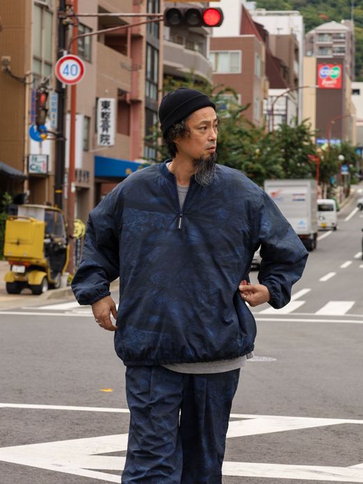 S.F.C BASEBALL HALF ZIP JACKET / Navy tree camo
