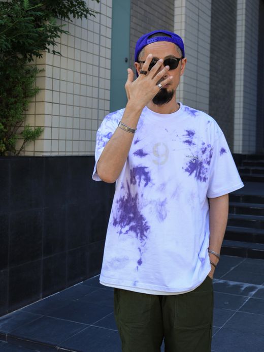 ANACHRONORM STENCIL UNEVEN DIE S/S T-S / Purple