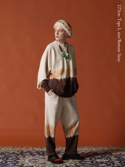 AMBERGLEAM TIE DYE PILE PULLOVER / Coffee