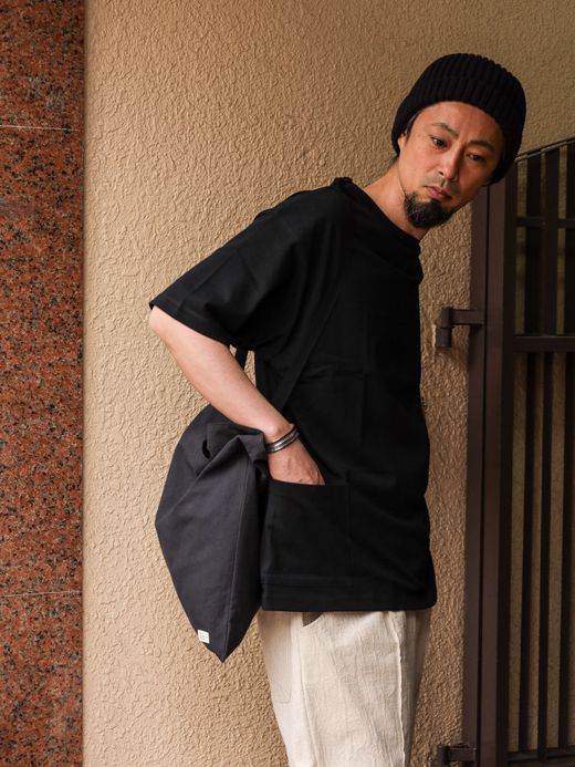organicsta 7.3oz ORGANIC HEAVY COTTON SHORT SLEEVE POCKET TEE / Black