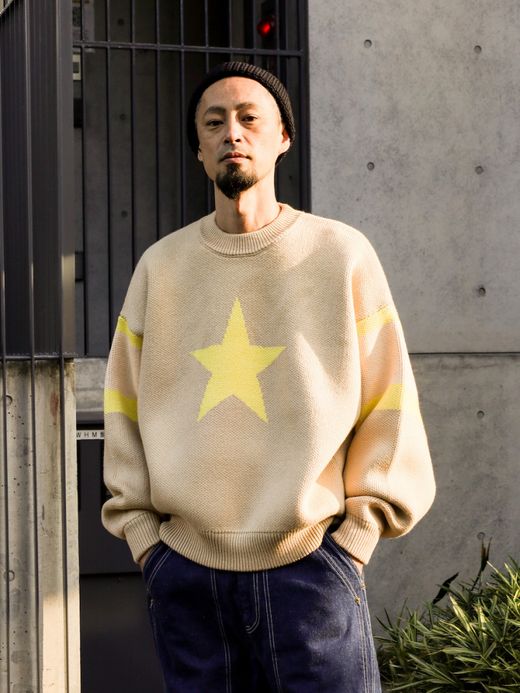 AMBERGLEAM STAR JAGUARD SWEATER / Vanilla