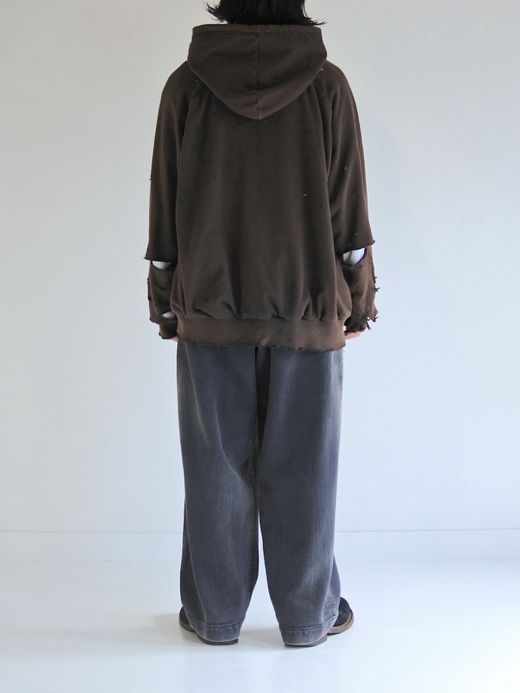 ANACHRONORM HARD DAMAGED INNER WAFFLE SWEAT PARKA / Black