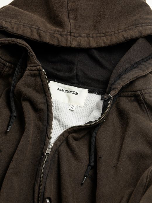 ANACHRONORM HARD DAMAGED INNER WAFFLE SWEAT PARKA / Black
