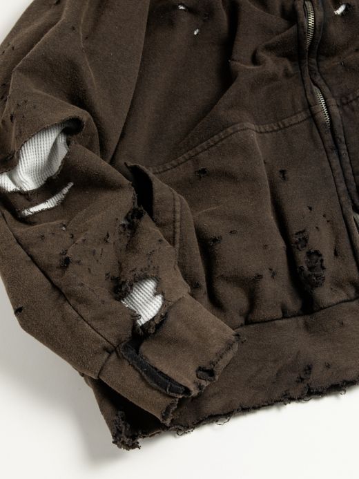 ANACHRONORM HARD DAMAGED INNER WAFFLE SWEAT PARKA / Black