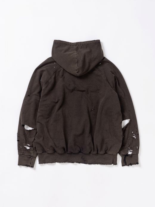 ANACHRONORM HARD DAMAGED INNER WAFFLE SWEAT PARKA / Black